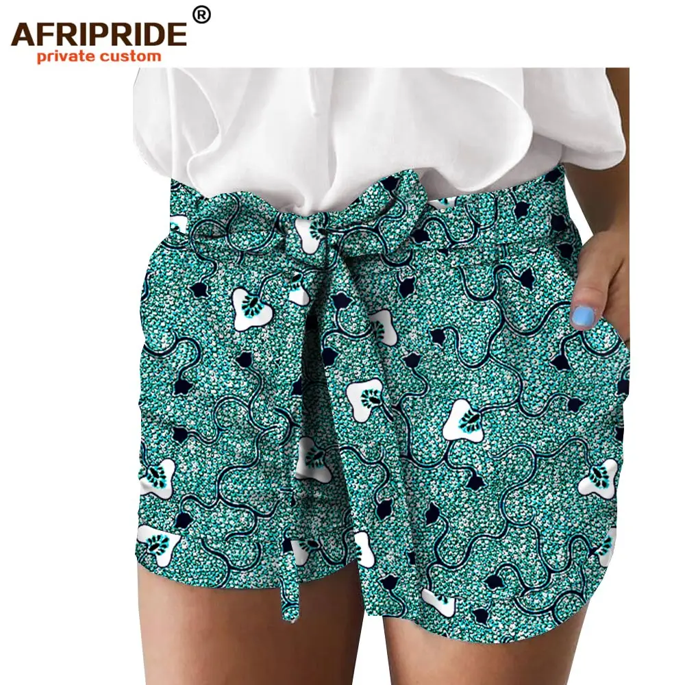 Африканские летние шорты с принтом для женщин AFRIPRIDE женские повседневные шорты с карманом на поясе A1821005 - Цвет: 556