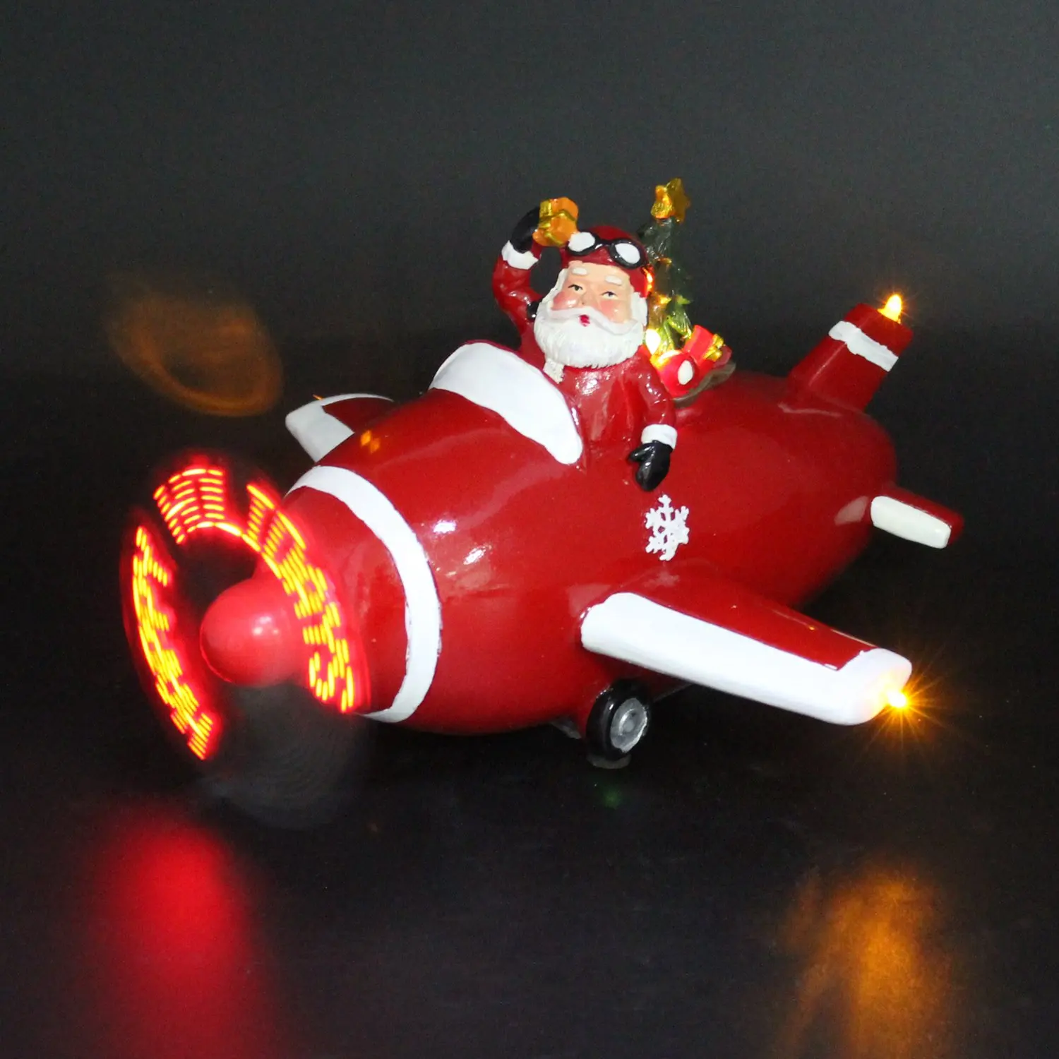 Innodept12 светильник Коллекционная Фигурка Санта Клаус и самолет с Led светильник s на Рождество, вечерние,(пропеллер самолета