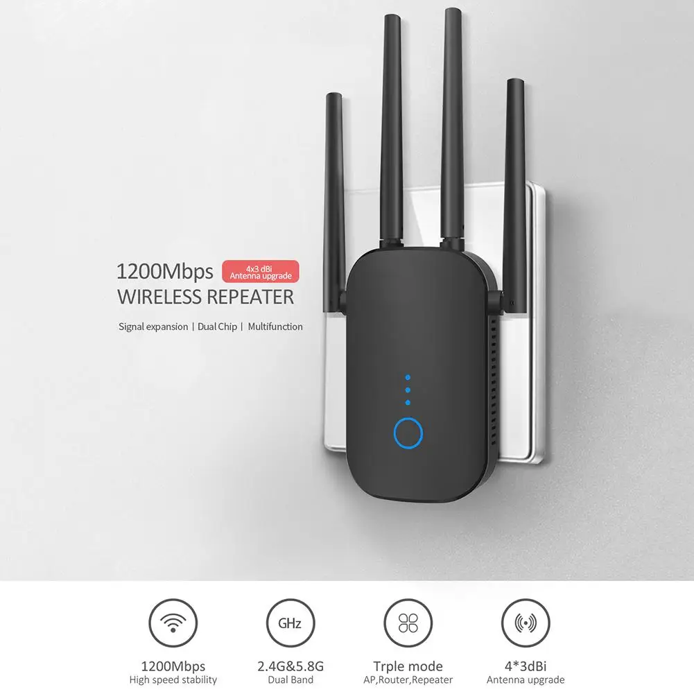 Высокое качество 1200M беспроводной расширитель диапазона настенный wifi усилитель сигнала 5,8G двухдиапазонный усилитель сигнала сети