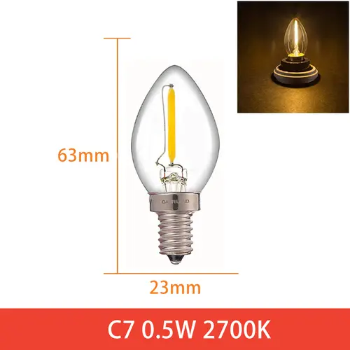 Ganriland Led Candle E12 Light Bulb E14 Effect Dimmable Bulb C7 T22G 1W For Lighting Ampoule US Version 110V EU Version 220V - Image 12