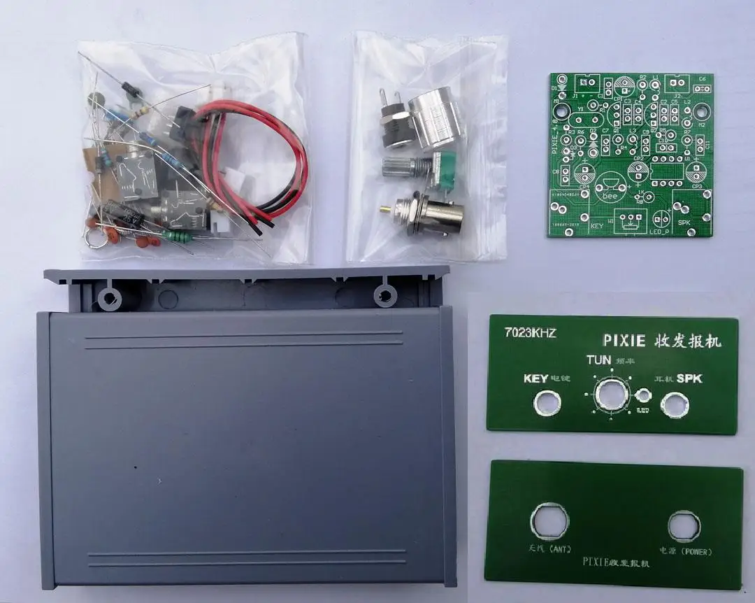 Super PIXIE CW Short Wave Transceiver Machine Complete Set of Parts with Shell 7023KHZ