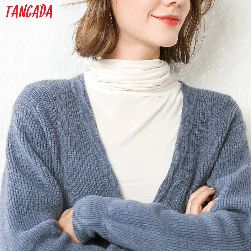 Tangada осень зима женский длинный кардиган женский Повседневный свободный элегантный мягкий теплый толстый кардиган вязаное пальто джемпер AQJ18