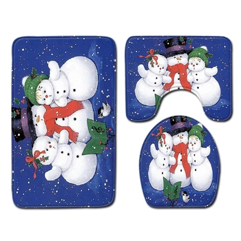 

Christmas Gift 3pcs/set Bathroom Pad Floor Mat Carpet Absorbent Shower Room Rug Lid Toilet Cover Bath Mat Set for Home Decor