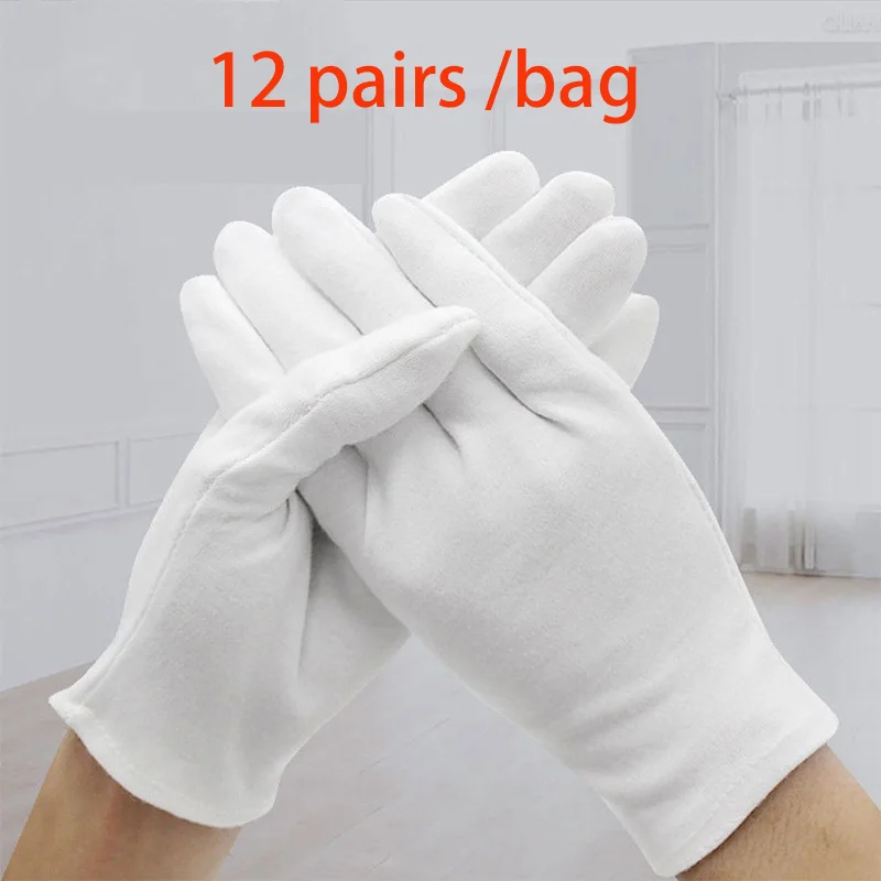 

12 Pairs Working Serving Wear Resistant Hand Protective Gloves Cotton Blends Manicure Sweat-proof Labor Insurance Non-Slip