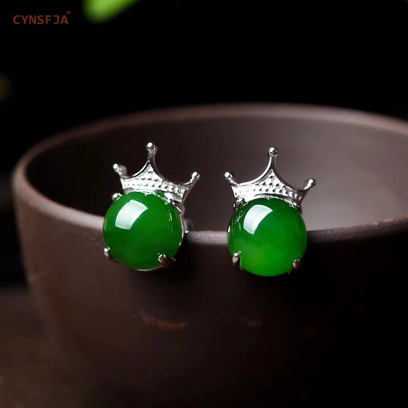 CYNSFJA Реал Certified(Hetian) нефрита Jade Jasper 925 пробы Серебряное кольцо ювелирные украшения Для женщин амулет зеленого нефрита серьги лучшие подарки