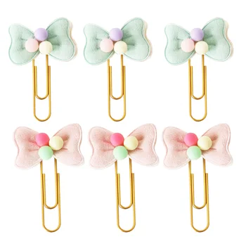 

6pcs Girl Style Practical Cute Shape Bookmarks Photos Clips Book Clips Page Marker for Students Files Girl
