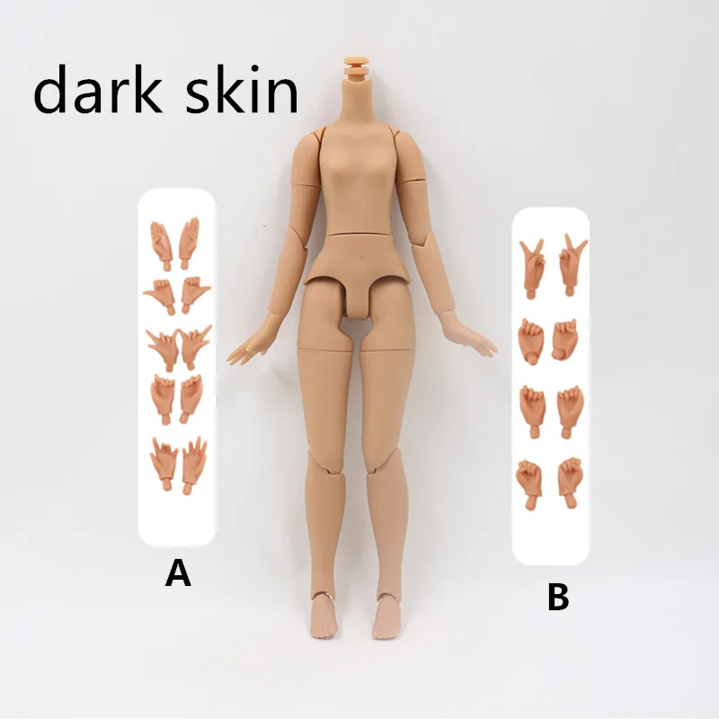 Fortune Days 1/6 BJD кукла маленькая грудь обнаженное тело девушки белая кожа, темная кожа и натуральная кожа Подарочная игрушка - Цвет: DOLL AND HAND AB