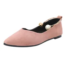 Модная женская обувь; женская обувь на плоской подошве; Высококачественная обувь из флока без застежки; женские балетки с острым носком на резиновой подошве