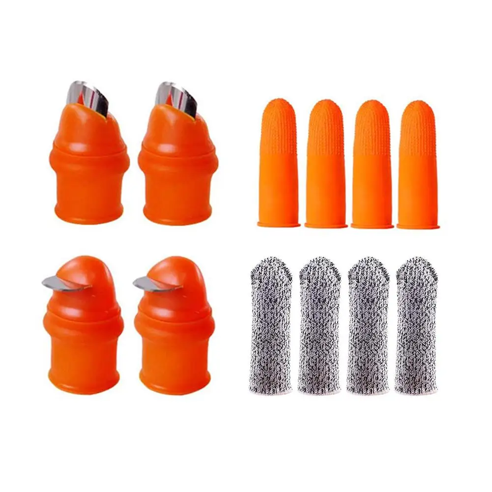 12PCS Silicone Thumb Knife Finger Protector Vegetable Knife Plant Blade Scissors Cutting Rings Garden Gloves Harvesting Tool