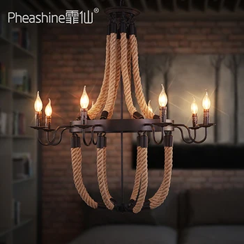 

Loft living room industrial wind decoration restaurant creative lamps American retro bar cafe clothing shop hemp rope hanging