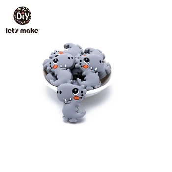

Let's Make Silicone Beads Teethers For Teeth Teething DIY Accessories Necklace 20pcs Dinosaur PVC Free Wholesale Baby Teether