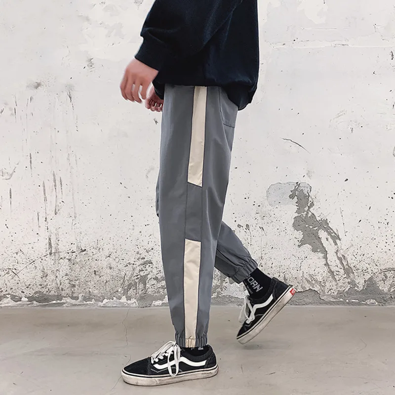 Autumn Sweatpants Men Fashion Contrast Color Casual Joggers Pants Men Streetwear Wild Hip Hop Loose Gym Track Pants M-5XL
