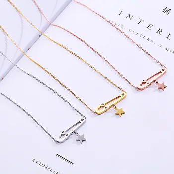 

cashou30 Titanium steel five-pointed star pin pendant women's rose gold clavicle chain necklace