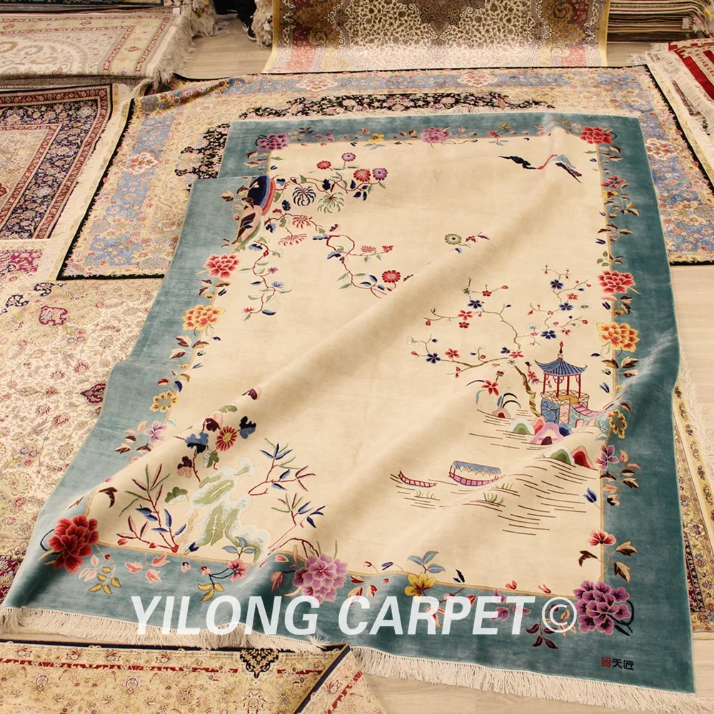 Yilong 6'x9' винтажный арт-деко ковер ручной работы китайские шелковые коврики коврик для гостиной кровать коврик для комнаты (TJ2018010A6x9)