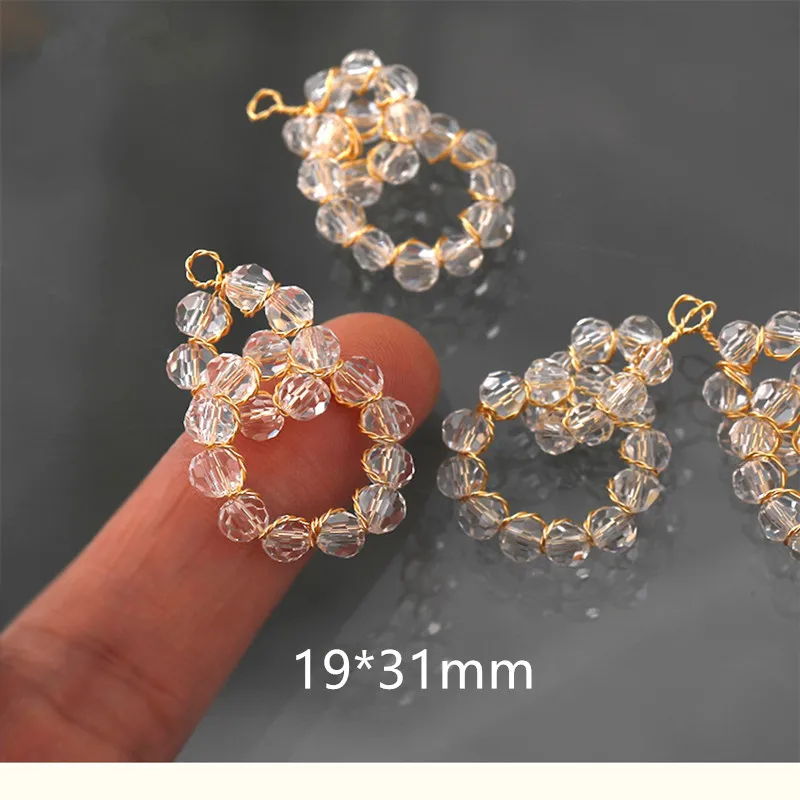 

Min order 30pcs/lot transparent beads rounds shape handmade winding copper floating locket charms diy jewelry earring accessory