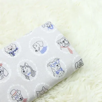 

Half Meter 100% Cotton Thin Canvas Fabric With Cartoon Dog Cat Print, Handmade DIY Quilting Patchwork Bag Cloth A592