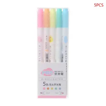 

5pcs Eye Color Dual Double Head Highlighter Pen Marker Liquid Chalk Fluorescent
