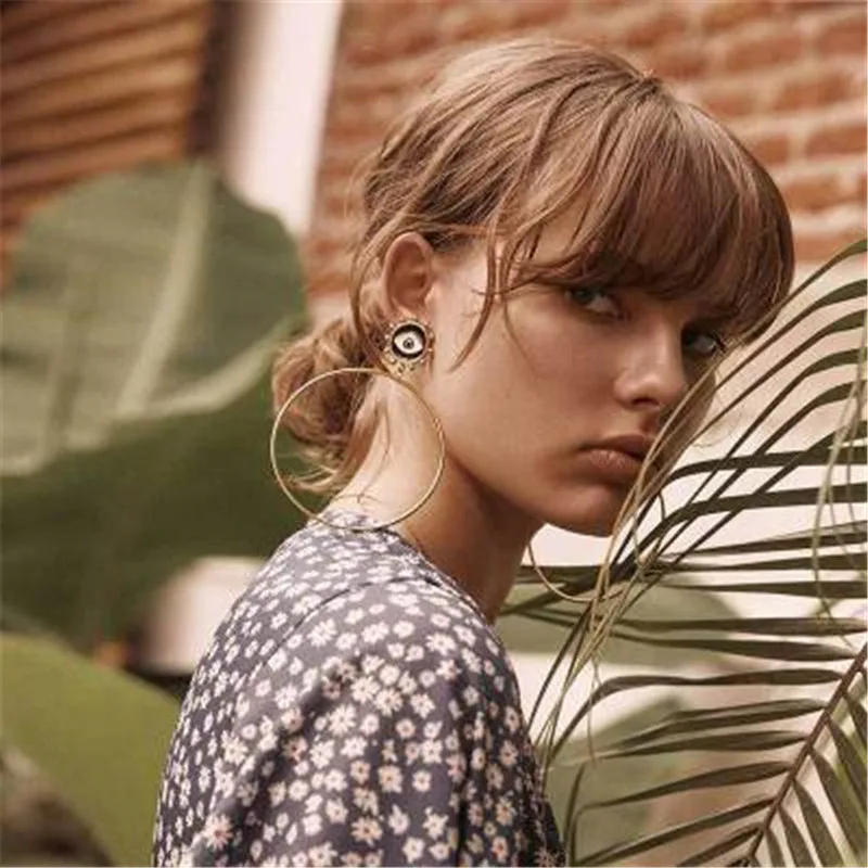 

Dangle Drop Women's Earrings Metal Big Black Evil Devil Demon Eyes Geometric Vintage Hyperbolic Fashion Jewelry Bohemia-YS-W14
