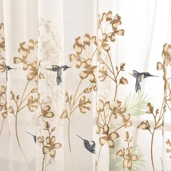 

Bird Embroidered Tulle Curtains for Bedroom Room Chinese Elegant Swallow Lace Wave Bottom Balcony Window Tenda Drapes js181D