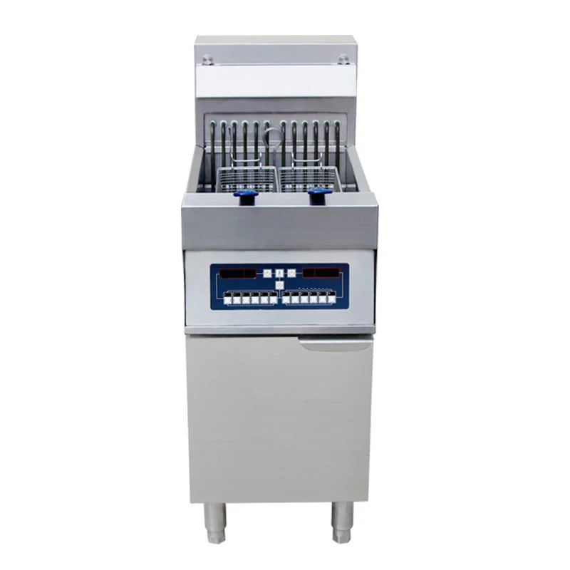 Commercial Vertical Electric Deep Fryer with 2 baskets 33L Large Capacity oil tank Stainless Steel Frying Machine