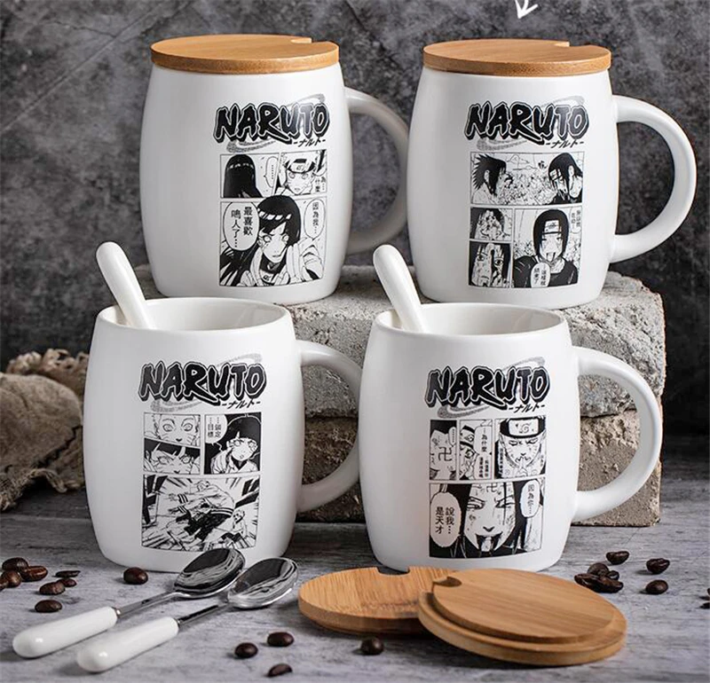 Белая кофейная кружка с аниме Наруто керамические Мультяшные кружки Набор чашек