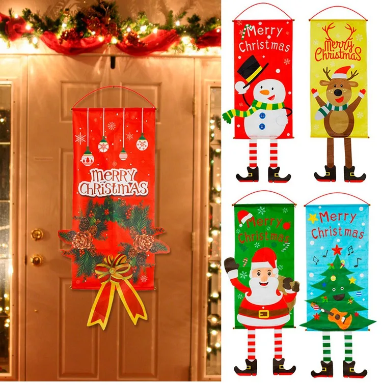 Рождественская гирлянда для крыльца, висящий флаг, рождественские наружные орнаменты, Рождественское украшение для украшения дома, Санта Клаус