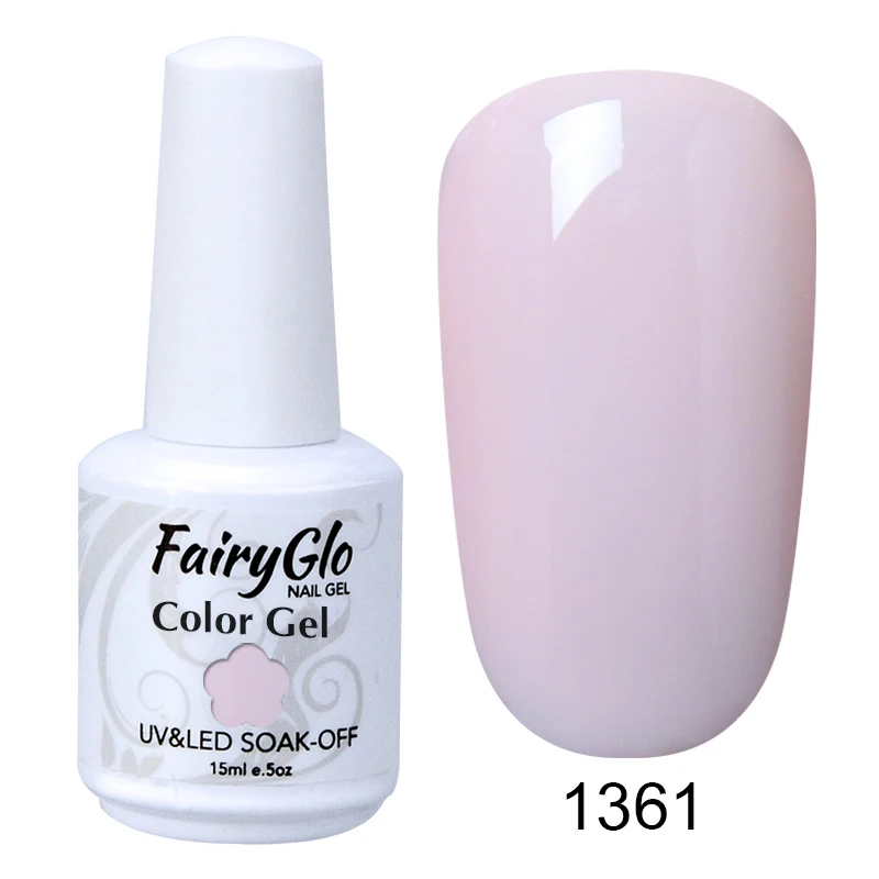 FairyGlo 15 мл чистый цвет УФ-Гель-лак замачиваемый Гель-лак для ногтей Vernis Полупостоянный художественный Гель-лак для ногтей маникюрный лак - Цвет: 1361