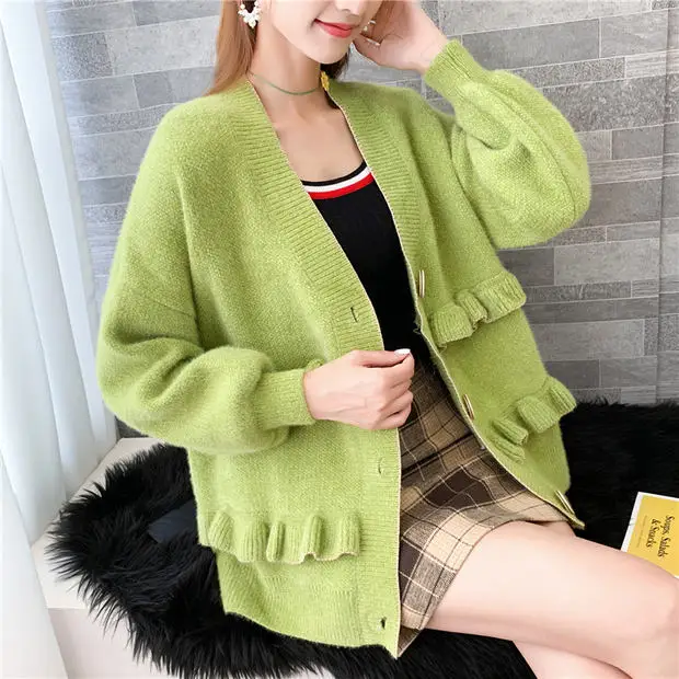 Распродажа, женские Свитера и кардиганы, Feminino Blusas De Inverno Feminina, новинка, 9458 чистый цвет, вязаный кардиган на 70 пуговицах