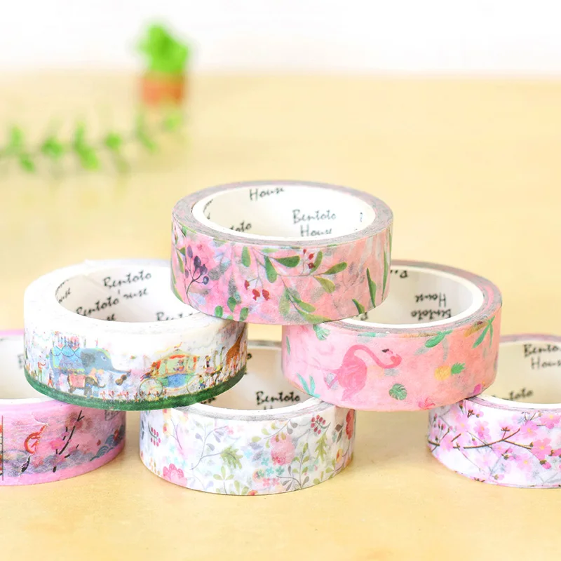 1pcs Original Paper Washi Tape Donuts Forest Animal Flamingo 15mm Adhesive Masking Tapes 21 Design Decoration Stickers A6377 4