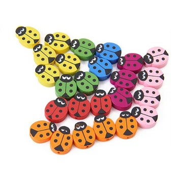 

18 PCS Children Wooden Ladybug Beads