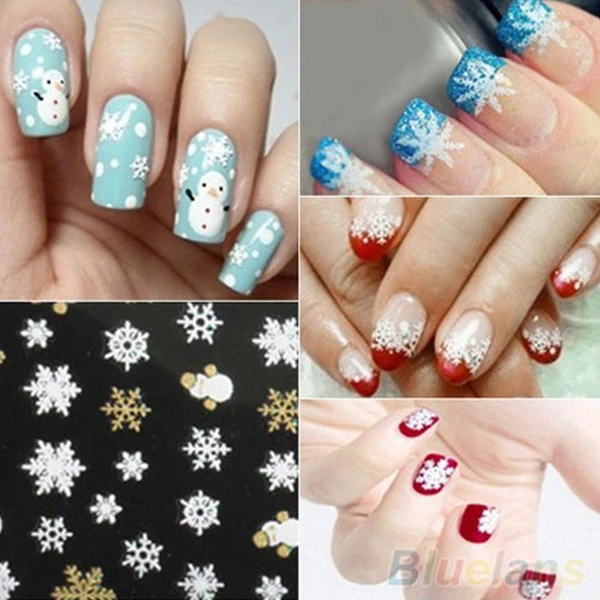 3 x листы Рождественские снежинки стикеры 3D на ногти Nail Art наклейки украшения для женщин девочек