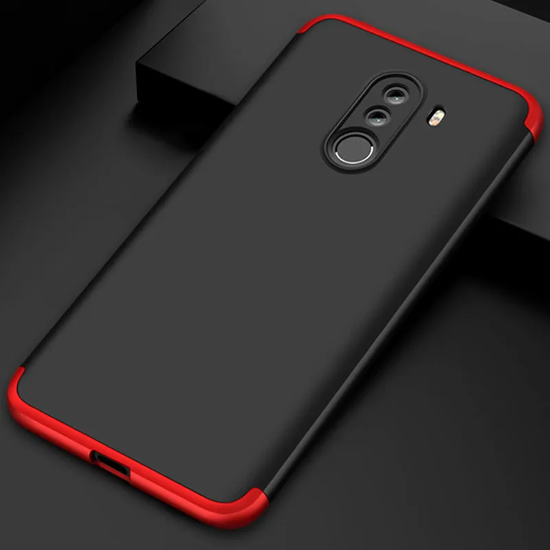 3-в-1 Стекло+ бронированный чехол для телефона xiaomi pocophone F1 case 360 Жесткий ПК анти-противоударный бампер чехол pocofone f1 оригинальным стеклянным корпусом xiaomi pocophone f1 чехол на Покофон Ф1 чехол