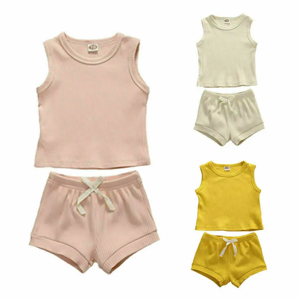 Baby Summer 2PCS Clothes Set Toddler Kids Baby Boys Girls T Shirt