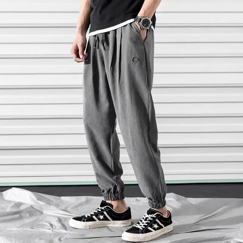 Men's Trend Casual Straight New Youth Japanese Large Size Nine Pants Overalls Pants Feet Pants Mens Pants Fashions Men