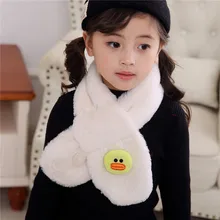 Зимний теплый шарф для девочек шерстяной шарф с искусственным кроликом шаль для мальчиков шарфы Одежда с воротником аксессуары