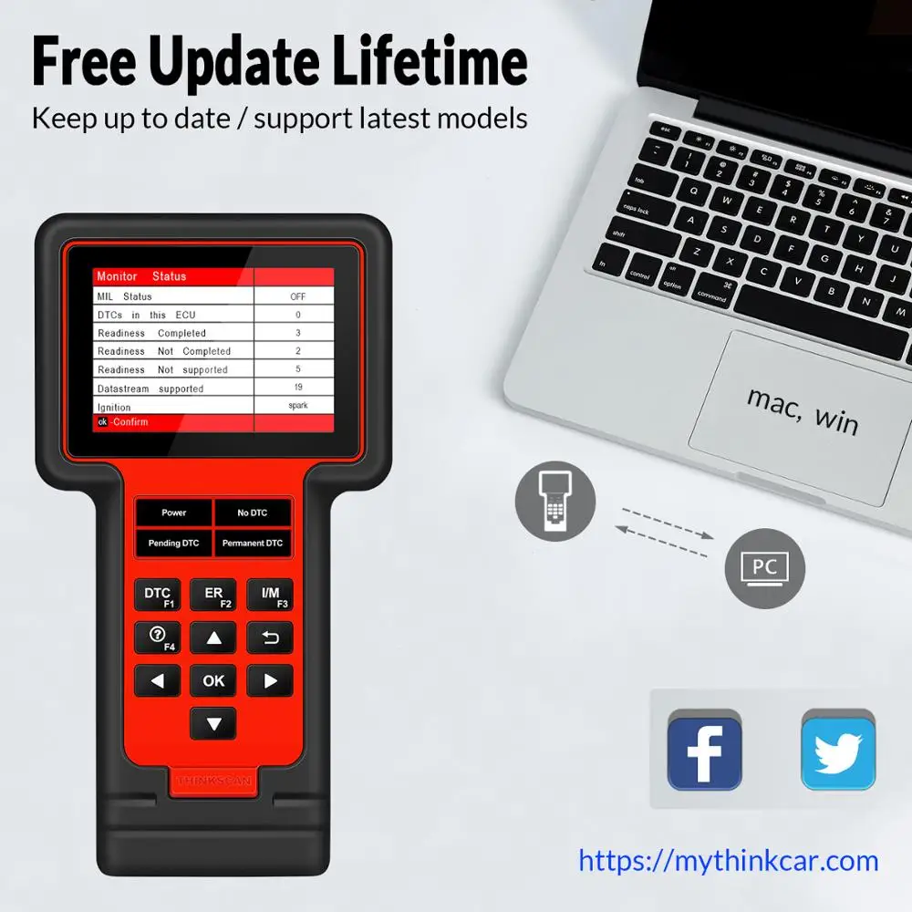 Автомобильный диагностический инструмент OBD2 Thinkscan TS609 ABS SRS AT has TPMS/EPB/Oil 8 Функция