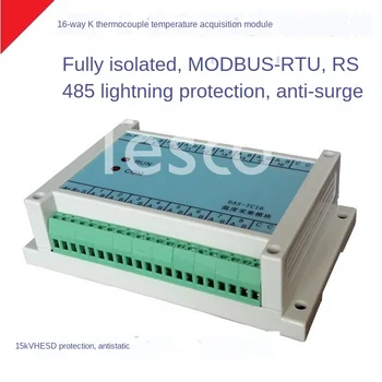 

16-channel isolated K thermocouple temperature acquisition module temperature transmitter K thermocouple to 485MODBUS-RTU