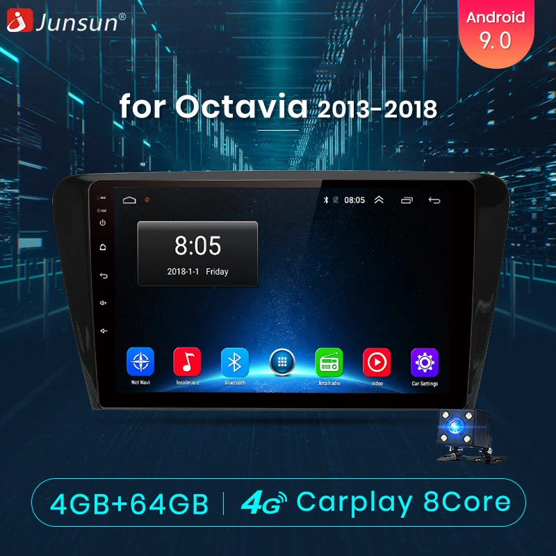 Junsun 4G + 64G CarPlay DSP Android 8 1 автомобильный Радио Мультимедиа стерео плеер gps Navi 2 Din для