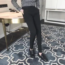 Pantalon de style coréen pour hommes, coupe cintrée, à petits pieds, décontracté, tendance business, sans repassage, section mince, neuf points 