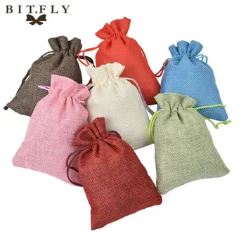 

50pcs New Brand Vintage Natural Burlap Hessia Gift Candy Bags Wedding Party Favor Pouch Jute Gift Bags