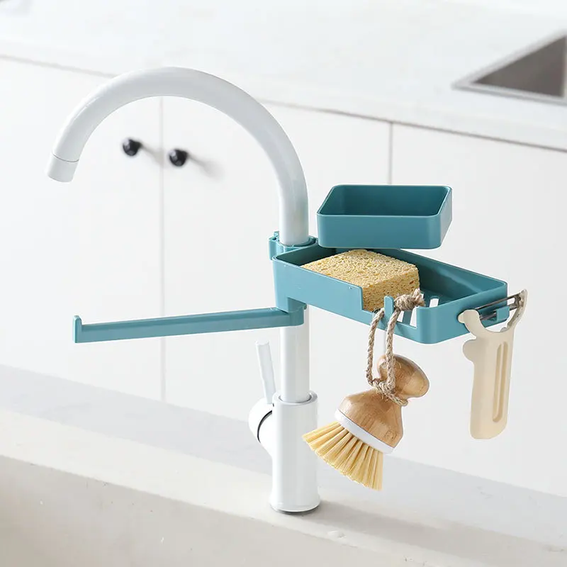 

Multi-layer Rotatable Faucet Storage Rack Cloth Rack Kitchen Supplies Storage Rack Sink Drainage Rack