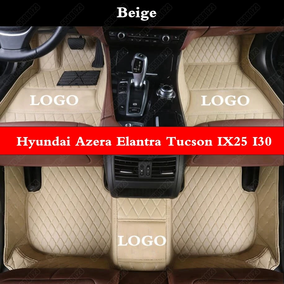 Коврики автомобильные под заказ кожаные для Hyundai Azera Elantra Tucson IX25 I30 IX35 I40 Kona Sonata Equus