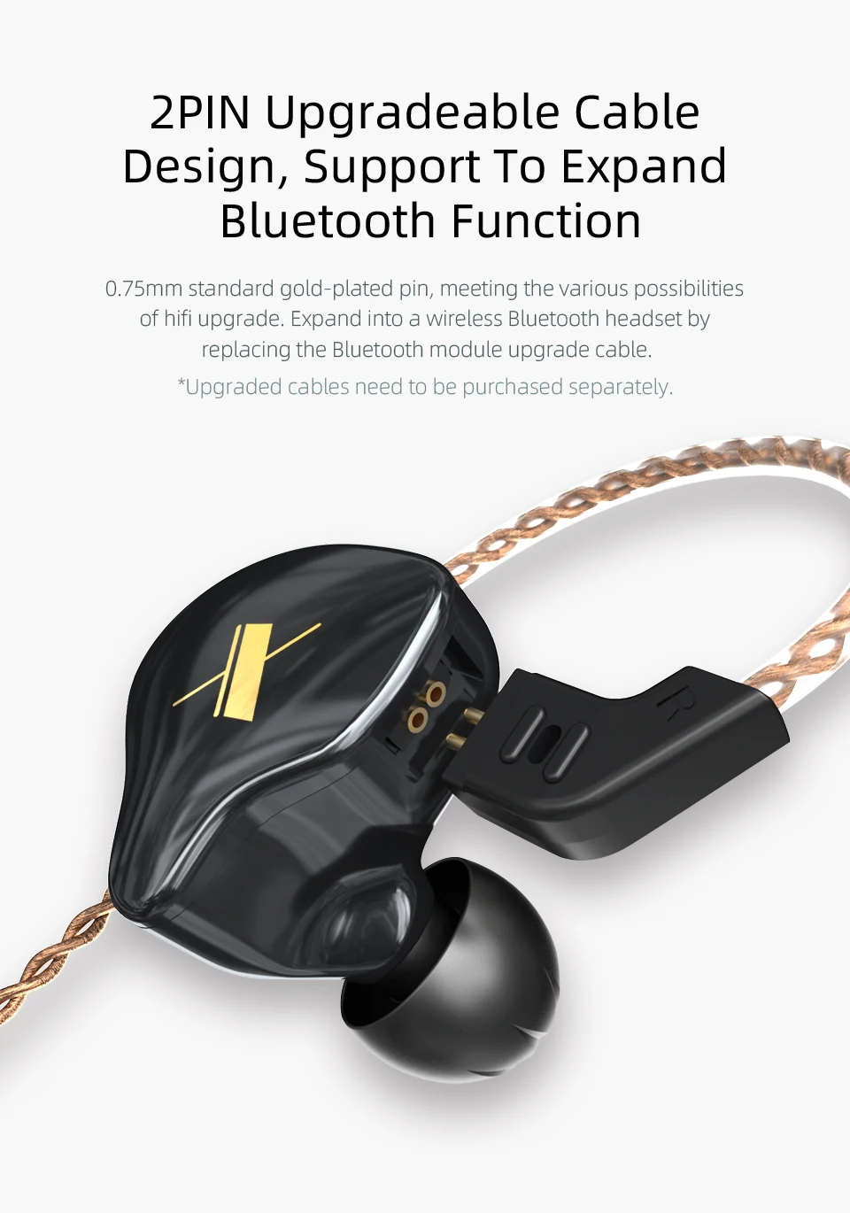 KZ EDX Earphones 1 Dynamic HIFI Bass Earbuds In Ear Monitor Headphones Sport Noise Cancelling Headset