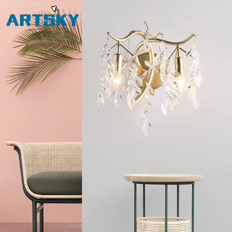 

E14 LED Modern K9 Crystal Wall Mounted Lamp Touch On/Off Switch Lighting Fixture Apply to Living Room Bedroom