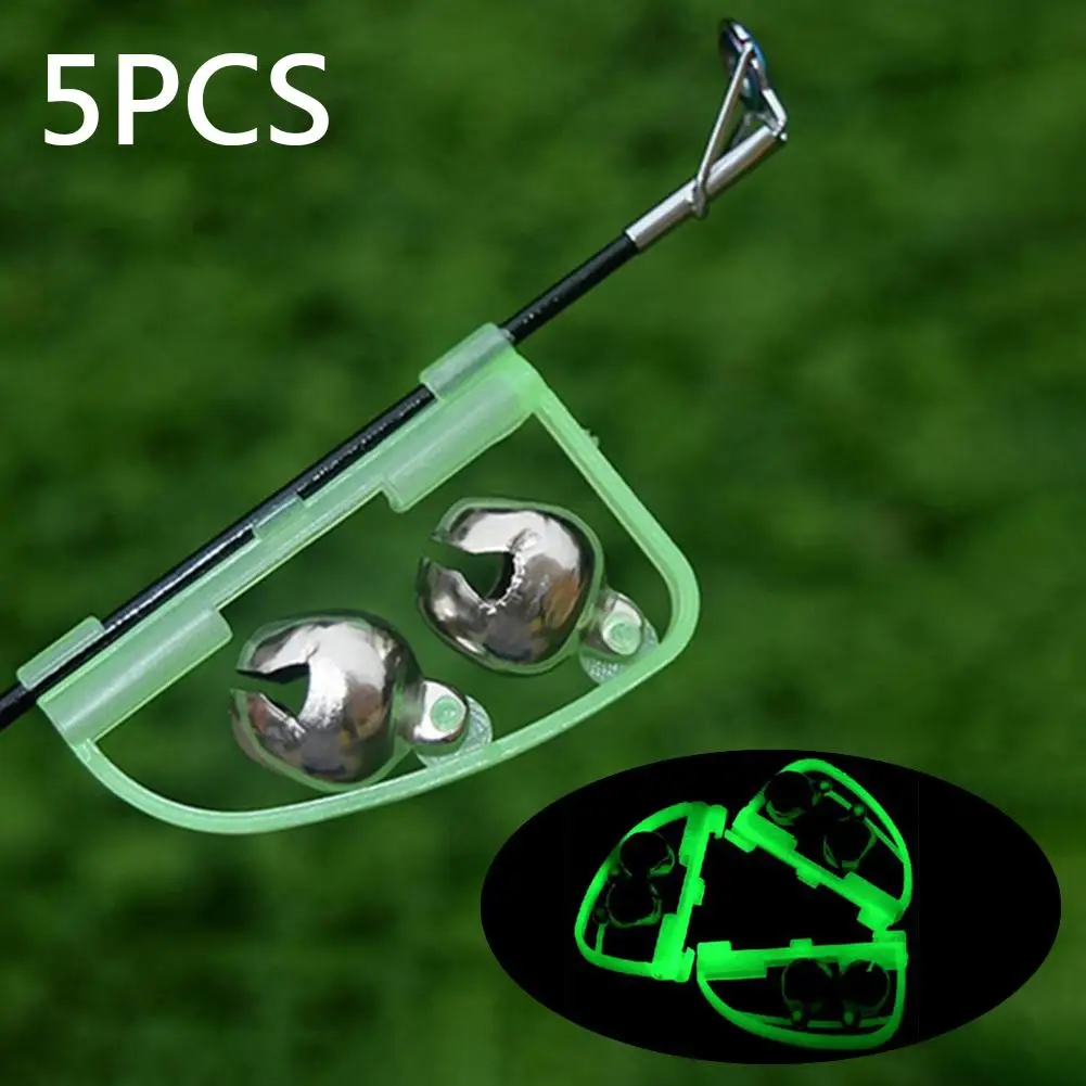 

5Pcs Fluorescent Glow in Dark 2 Bells Alarm Fishing Rod Alert Tool Accessories Bells Alarm Fishing Rod Alert Tool Accessories