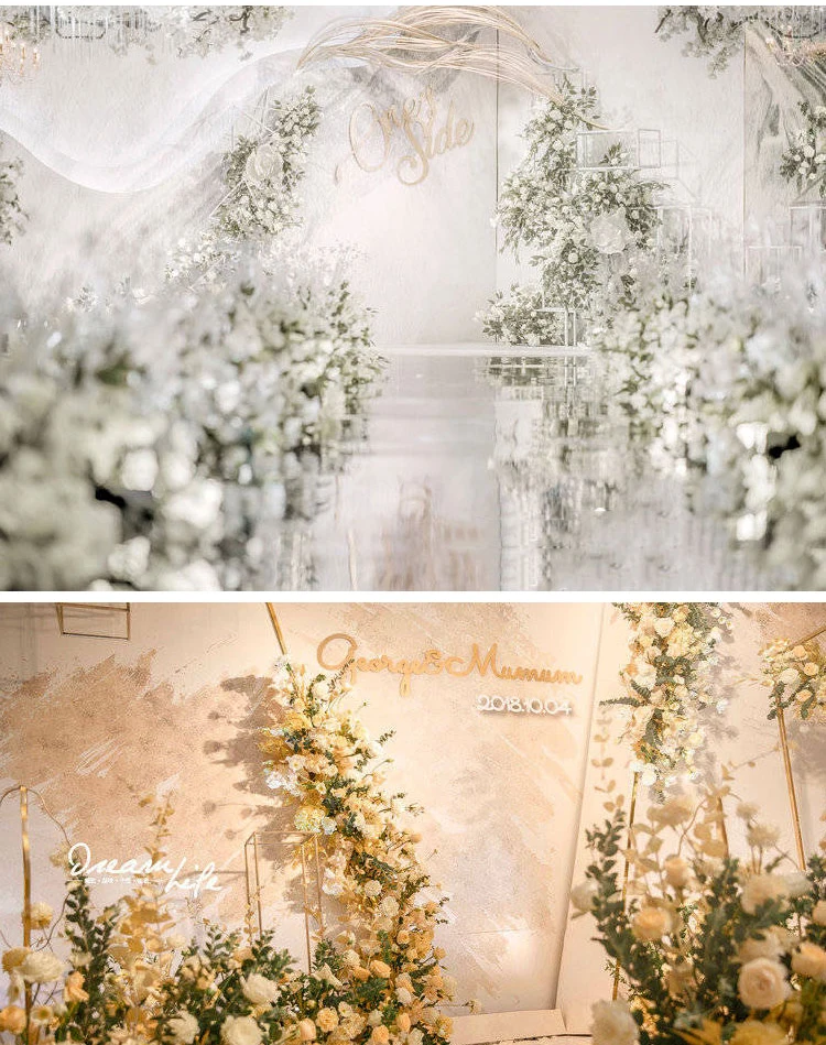 Wedding Prop flower stand arch road lead decor artificial flower wrought metal iron square block wedding birthday party decor