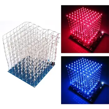 

ICOCO New Arrival 3D Squared DIY Kit 8x8x8 3mm LED Cube White LED Blue/Red Light WIth PCB Board Hot Sale Wholesale