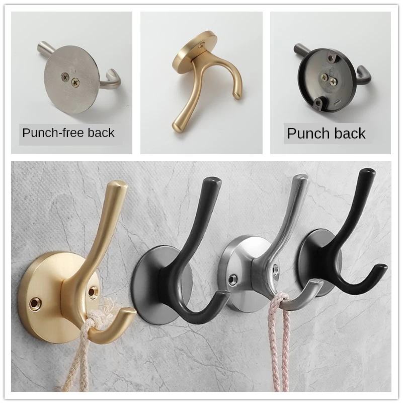 Modern Clothes Hook Single Hook Black Zinc Alloy Perforation-free Doors and Windows Furniture Door Decoration