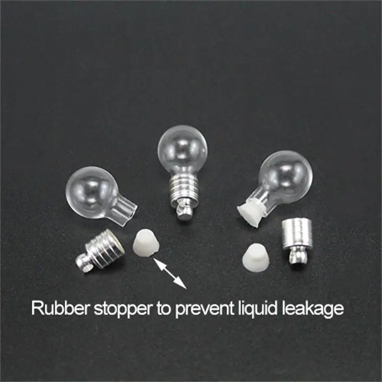50pcs 6mm bottle mouth glass Vial Pendant silver color cap rice art name on rice craft necklace materia glass bottle charms