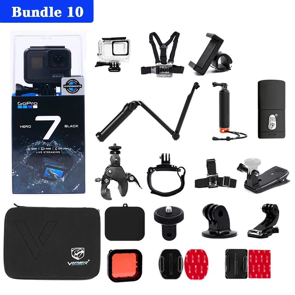 Bundle 10 Gopro HERO 7 черная Экшн-камера водонепроницаемая Спортивная камера для активного отдыха стабилизация видео в реальном времени - Цвет: Bundle 10